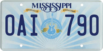 MS license plate OAI790