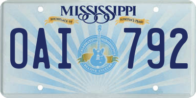 MS license plate OAI792