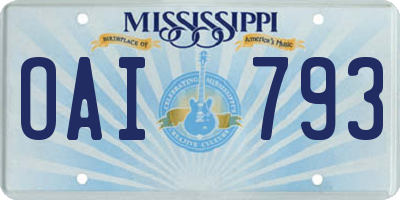 MS license plate OAI793