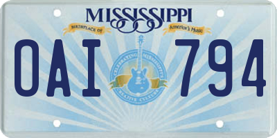 MS license plate OAI794
