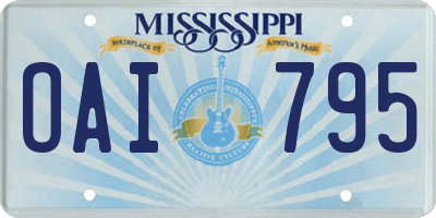 MS license plate OAI795