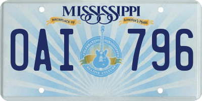 MS license plate OAI796