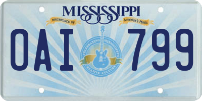 MS license plate OAI799