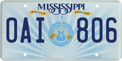 MS license plate OAI806
