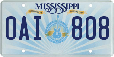 MS license plate OAI808