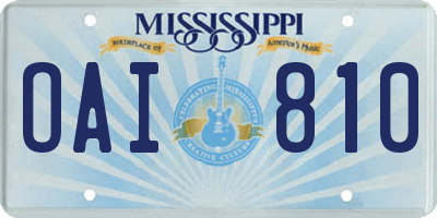 MS license plate OAI810