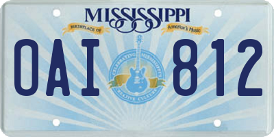 MS license plate OAI812