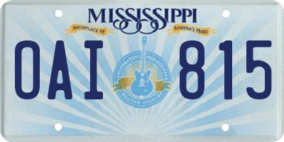 MS license plate OAI815