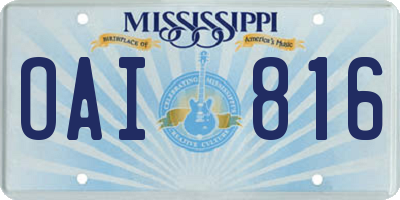 MS license plate OAI816
