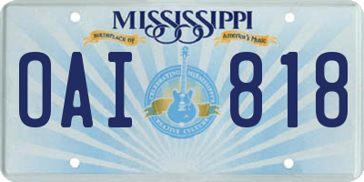 MS license plate OAI818