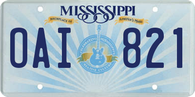 MS license plate OAI821