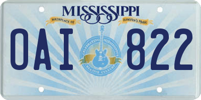 MS license plate OAI822