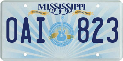MS license plate OAI823