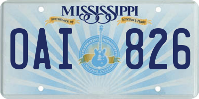MS license plate OAI826