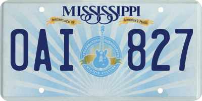 MS license plate OAI827