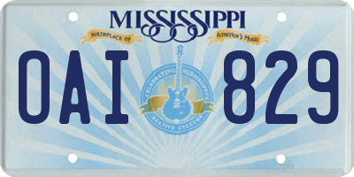 MS license plate OAI829