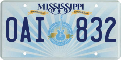 MS license plate OAI832