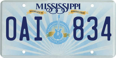MS license plate OAI834