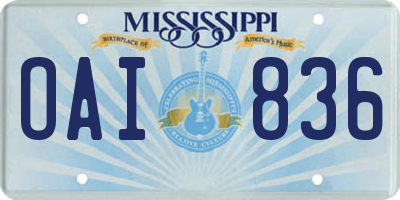 MS license plate OAI836