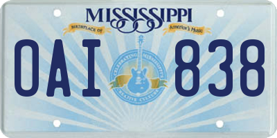 MS license plate OAI838