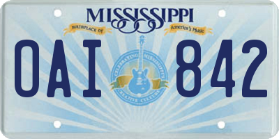 MS license plate OAI842