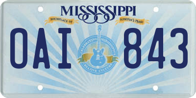 MS license plate OAI843