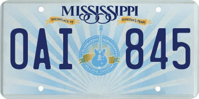 MS license plate OAI845