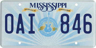 MS license plate OAI846