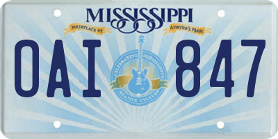 MS license plate OAI847