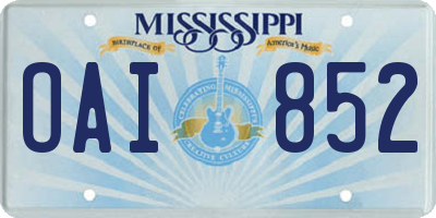 MS license plate OAI852