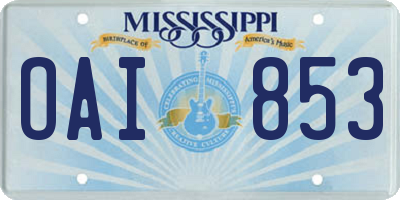 MS license plate OAI853