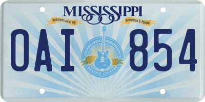 MS license plate OAI854