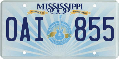 MS license plate OAI855