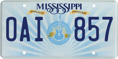 MS license plate OAI857