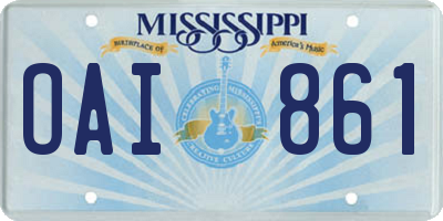 MS license plate OAI861