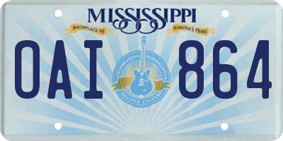 MS license plate OAI864