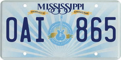 MS license plate OAI865