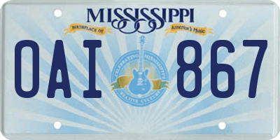 MS license plate OAI867