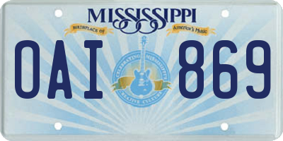 MS license plate OAI869