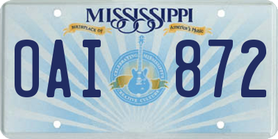 MS license plate OAI872