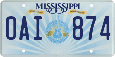 MS license plate OAI874