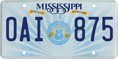 MS license plate OAI875