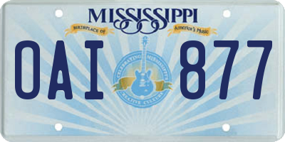 MS license plate OAI877