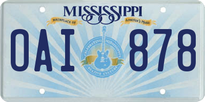 MS license plate OAI878