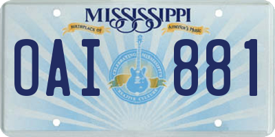 MS license plate OAI881