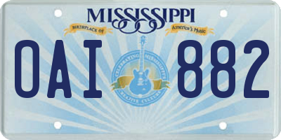 MS license plate OAI882