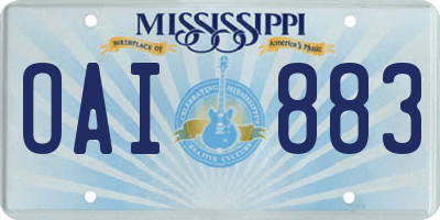 MS license plate OAI883