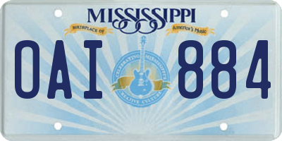 MS license plate OAI884