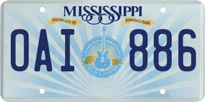 MS license plate OAI886