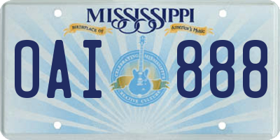 MS license plate OAI888